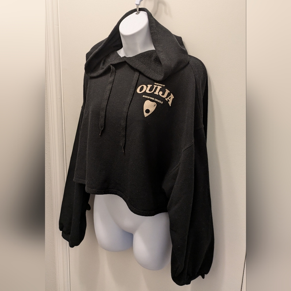 "OUIJA" Black Crop Hoodie Size Medium